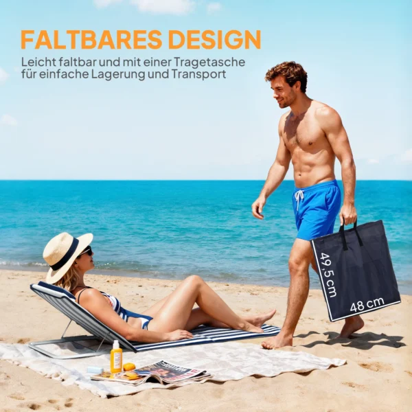 Opvouwbare Zonneligstoel Tuinligstoel Met Hoofdkussen Ligstoel Met 5 voudig Verstelbare Rugleuning Draagtas Blauw