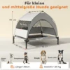 Outdoor Hondenligbed Met Dak, Verhoogd Hondenbed Voor Middelgrote Honden, Met Stalen Frame, 76x61x70cm, Lichtgrijs