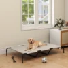 Outdoor Hondenligbed, Verhoogd Hondenbed Voor Grote Honden, Met Stalen Frame, Ademend Netweefsel, 152x94x23 Cm, Beige