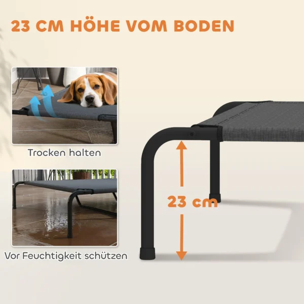 Outdoor Hondenligbed, Verhoogd Hondenbed Voor Grote Honden, Met Wasbaar Mesh Staalframe, 152 X 94 X 23 Cm, Grijs