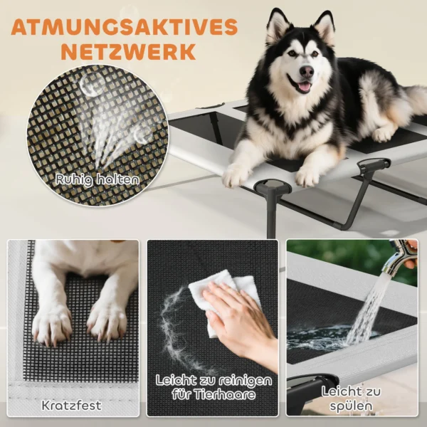 Outdoor Hondenligstoel Met Dak, Verhoogd Hondenbed Voor Extra Grote Honden, Met Stalen Frame, 122x92x94cm, Lichtgrijs