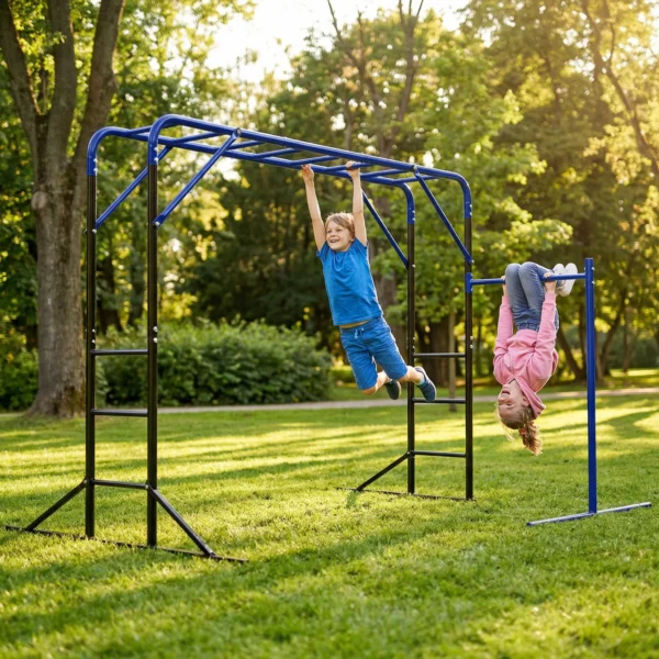 Outdoor Klimrek Met Turnstang En Optrekstang Voor Kinderen Van 3 8 Jaar Tot 150kg 250x190x180 Cm Zwart