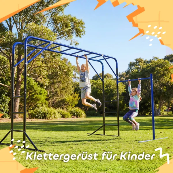 Outdoor Klimrek Met Turnstang En Optrekstang Voor Kinderen Van 3 8 Jaar Tot 150kg 250x190x180 Cm Zwart