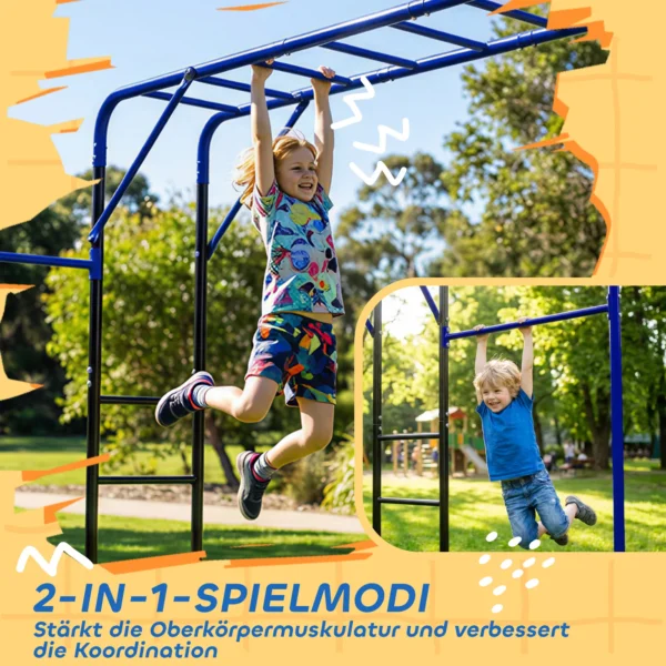 Outdoor Klimrek Met Turnstang En Optrekstang Voor Kinderen Van 3 8 Jaar Tot 150kg 250x190x180 Cm Zwart