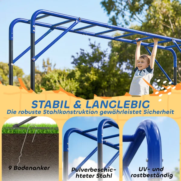 Outdoor Klimrek Met Turnstang En Optrekstang Voor Kinderen Van 3 8 Jaar Tot 150kg 250x190x180 Cm Zwart