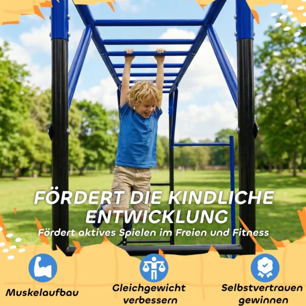 Outdoor Klimrek Met Turnstang En Optrekstang Voor Kinderen Van 3 8 Jaar Tot 150kg 250x190x180 Cm Zwart