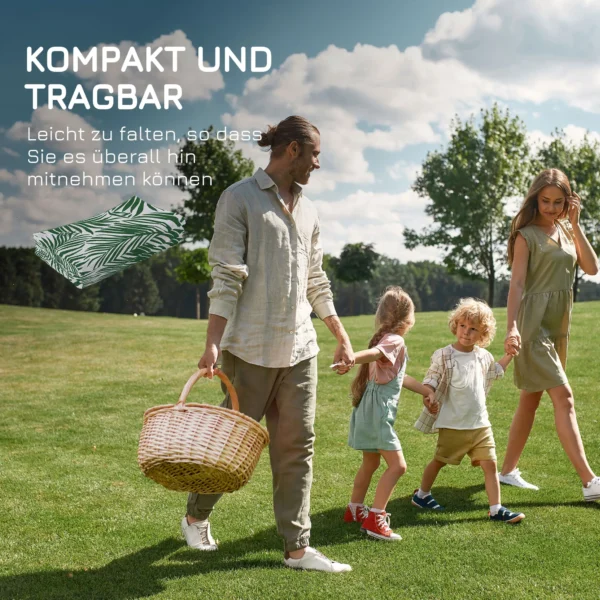 Outdoor Tapijt Omkeerbaar Weerbestendig Buitentapijt Met Bladeren Patroon, 152 X 243 Cm Donkergroen