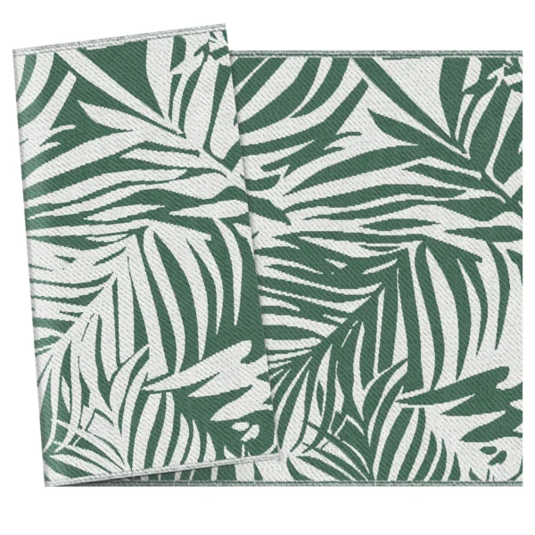 Outdoor Tapijt Omkeerbaar Weerbestendig Buitentapijt Met Bladeren Patroon, 152 X 243 Cm Donkergroen