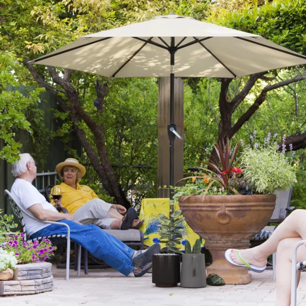 Parasol 270 Cm Kantelbaar Balkonscherm Met Kruk UV 50+ Tuinscherm Crèmewit