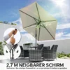 Parasol 270 Cm Kantelbaar Balkonscherm Met Kruk UV 50+ Tuinscherm Crèmewit