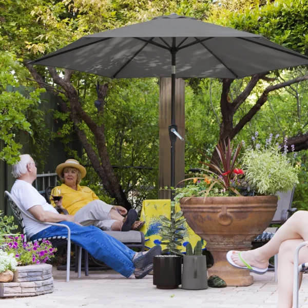 Parasol 270 Cm Kantelbaar Balkonscherm Met Kruk UV 50+ Tuinscherm Donkergrijs