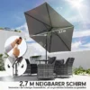 Parasol 270 Cm Kantelbaar Balkonscherm Met Kruk UV 50+ Tuinscherm Donkergrijs
