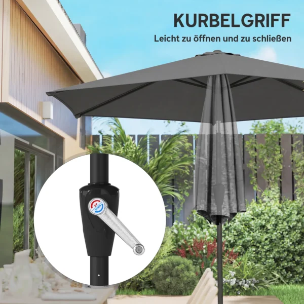 Parasol 270 Cm Kantelbaar Balkonscherm Met Kruk UV 50+ Tuinscherm Donkergrijs