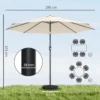 Parasol Ca. Ø300 Cm Kantelbaar Balkonscherm Met Zwengel Kruisvoet Zandzak, UV 30+ Intrekbaar Crèmewit