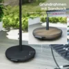 Parasol Ca. Ø300 Cm Kantelbaar Balkonscherm Met Zwengel Kruisvoet Zandzak, UV 30+ Intrekbaar Crèmewit