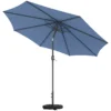 Parasol Ø295 Cm, UV 30+ Parasol Ronde Balkonparasol Strandparasol Marktparasol Voor Strand Balkon Tuin, Blauw
