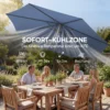 Parasol Ø295 Cm, UV 30+ Parasol Ronde Balkonparasol Strandparasol Marktparasol Voor Strand Balkon Tuin, Blauw