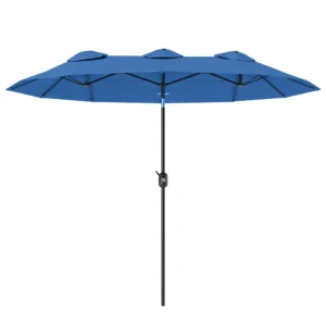 Parasol, Tuinparasol, Kantelbaar, Met Handzwengel, Winddak, Polyester+Staal, Marineblauw, 285 X 147 Cm