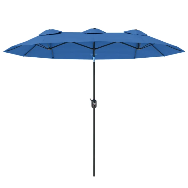 Parasol, Tuinparasol, Kantelbaar, Met Handzwengel, Winddak, Polyester+Staal, Marineblauw, 285 X 147 Cm
