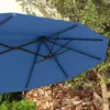 Parasol, Tuinparasol, Kantelbaar, Met Handzwengel, Winddak, Polyester+Staal, Marineblauw, 285 X 147 Cm