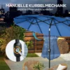 Parasol, Tuinparasol, Kantelbaar, Met Handzwengel, Winddak, Polyester+Staal, Marineblauw, 285 X 147 Cm