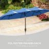 Parasol, Tuinparasol, Kantelbaar, Met Handzwengel, Winddak, Polyester+Staal, Marineblauw, 285 X 147 Cm