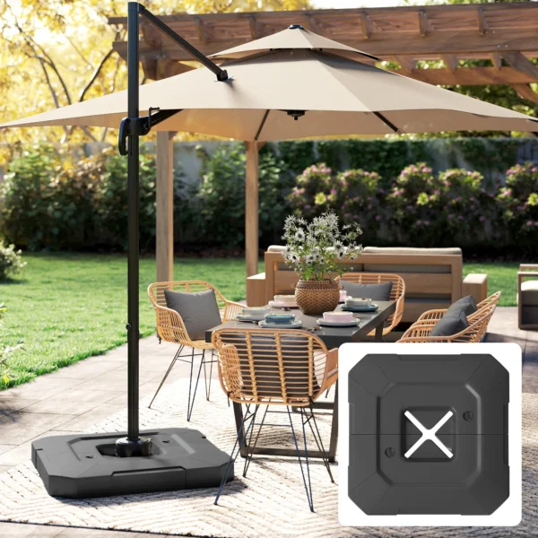 Parasolvoet 2 delig Waterdicht Schermgewicht, Parasolstandaard Voor Zweefparasol