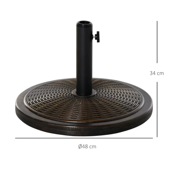 Parasolvoet Van Cement 14kg Rond Parasolvoet Met Rieten Look Voor Parasol 35mm/38mm/48mm Buisdiameter