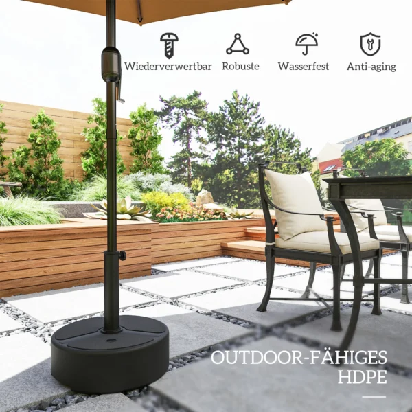 Parasolvoet Van HDPE, Vulbaar, Parasolstandaard 18kg/20kg Met Zand Water, Rond Zwart
