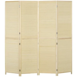Paravent 4 delig 180 X 180 Cm Opvouwbare Kamerverdeler Scheidingswand Van Bamboe Voor Woonkamer Natuur