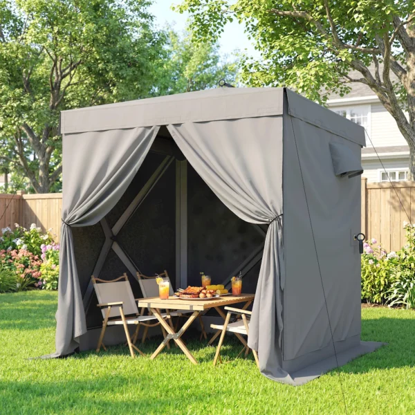 Paviljoen 1,85x1,85m Waterdicht Stabiel Winterbestendig Pop up Vouwpaviljoen Met 4 Mesh Zijpanelen Tas, UV 30+