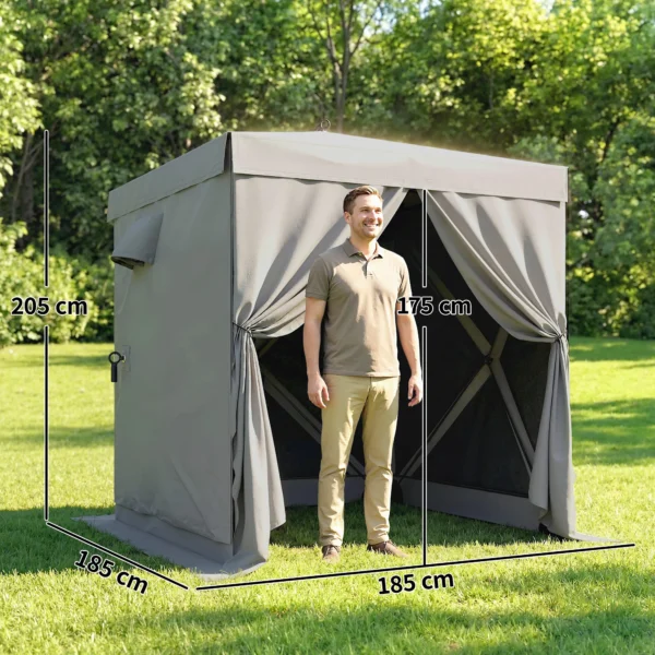 Paviljoen 1,85x1,85m Waterdicht Stabiel Winterbestendig Pop up Vouwpaviljoen Met 4 Mesh Zijpanelen Tas, UV 30+