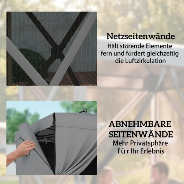 Paviljoen 1,85x1,85m Waterdicht Stabiel Winterbestendig Pop up Vouwpaviljoen Met 4 Mesh Zijpanelen Tas, UV 30+