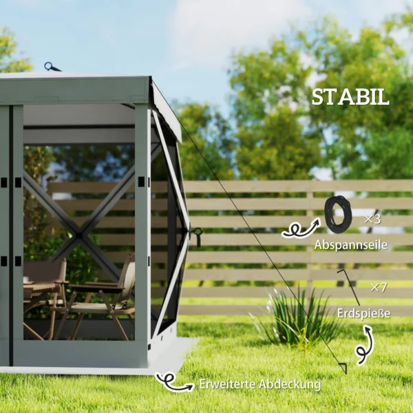 Paviljoen 1,85x1,85m Waterdicht Stabiel Winterbestendig Pop up Vouwpaviljoen Met 4 Mesh Zijpanelen Tas, UV 30+