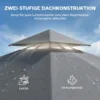 Paviljoen 3,2x3,2 M Stabiel Winterbestendig Tuinpaviljoen Met Uitschuifbare Dakoverhang, Dubbeldak Donkergrijs