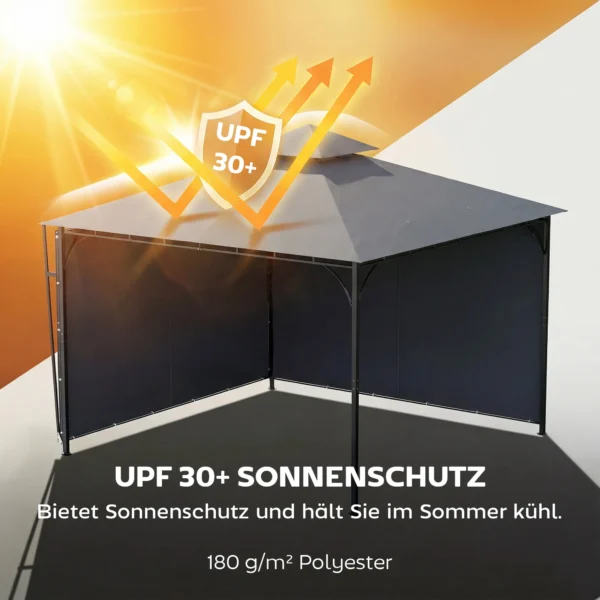 Paviljoen 3,2x3,2 M Stabiel Winterbestendig Tuinpaviljoen Met Uitschuifbare Dakoverhang, Dubbeldak Donkergrijs