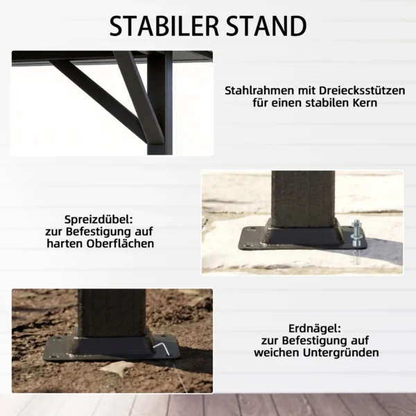 Paviljoen 3,8x3m Waterafstotend Stabiel Winterbestendig Tuinpaviljoen Met Dubbeldak Gordijnen Muggennet Haken Donkergrijs