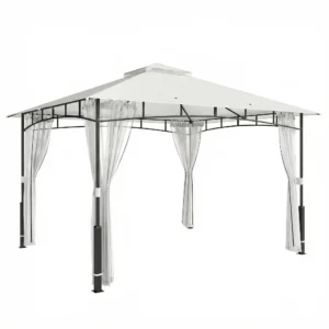 Paviljoen, 3x3,6 M Waterafstotend Stabiel Tuinpaviljoen Met Muggennet, Dubbel Dak, Voor Tuin, Terras, Zwart