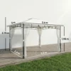 Paviljoen, 3x3,6 M Waterafstotend Stabiel Tuinpaviljoen Met Muggennet, Dubbel Dak, Voor Tuin, Terras, Zwart