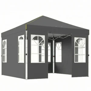Paviljoen 3x3m Waterdicht Stabiel Winterbestendig Pop up Vouwpaviljoen, Een Knop Opbouw, UV 50+ Donkergrijs