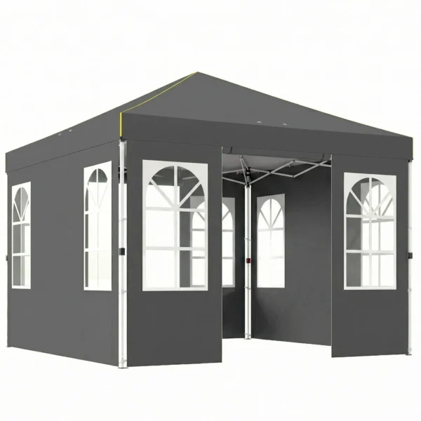 Paviljoen 3x3m Waterdicht Stabiel Winterbestendig Pop up Vouwpaviljoen, Een Knop Opbouw, UV 50+ Donkergrijs