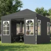 Paviljoen 3x3m Waterdicht Stabiel Winterbestendig Pop up Vouwpaviljoen, Een Knop Opbouw, UV 50+ Donkergrijs
