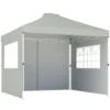 Paviljoen Ca. 3x3 M Waterdicht Hoogte Verstelbaar Pop up Vouwpaviljoen Met 3 Zijwanden Ramen Ventilatie, UV 50+ Lichtgrijs