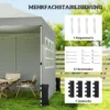 Paviljoen Ca. 3x3 M Waterdicht Hoogte Verstelbaar Pop up Vouwpaviljoen Met 3 Zijwanden Ramen Ventilatie, UV 50+ Lichtgrijs