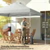 Paviljoen Ca. 3x3 M Waterdicht Hoogte Verstelbaar Pop up Vouwpaviljoen Met 3 Zijwanden Ramen Ventilatie, UV 50+ Lichtgrijs