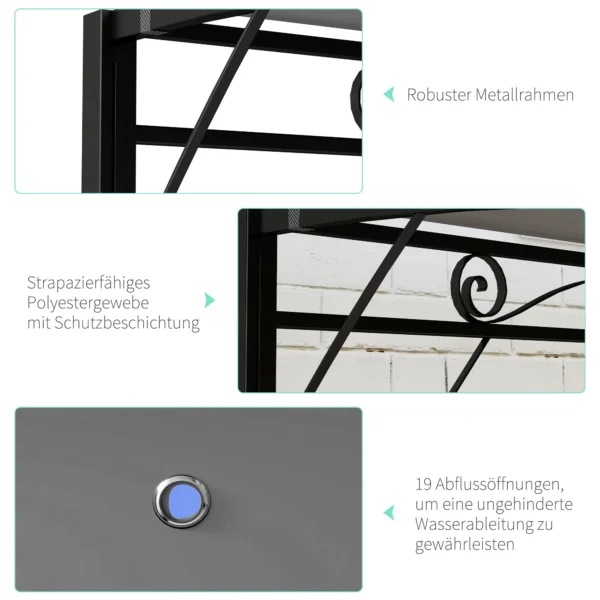 Paviljoen Met Inklapbare Dakuitbreiding Weerbestendig 3 X 2,5 M Donkergrijs