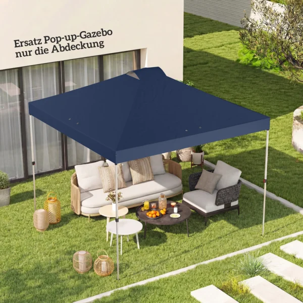 Paviljoendak Vervanging UV50+ Waterdicht Met 8 Afvoergaten 3 X 3 M, Blauw