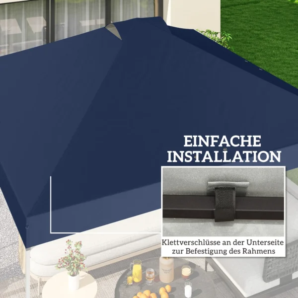 Paviljoendak Vervanging UV50+ Waterdicht Met 8 Afvoergaten 3 X 3 M, Blauw