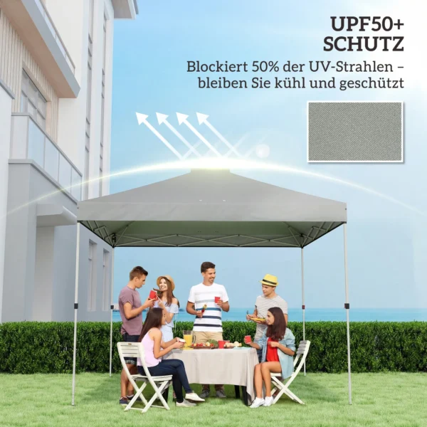 Paviljoendak Vervanging UV50+ Waterdicht Met 8 Afvoergaten 3 X 3 M, Lichtgrijs