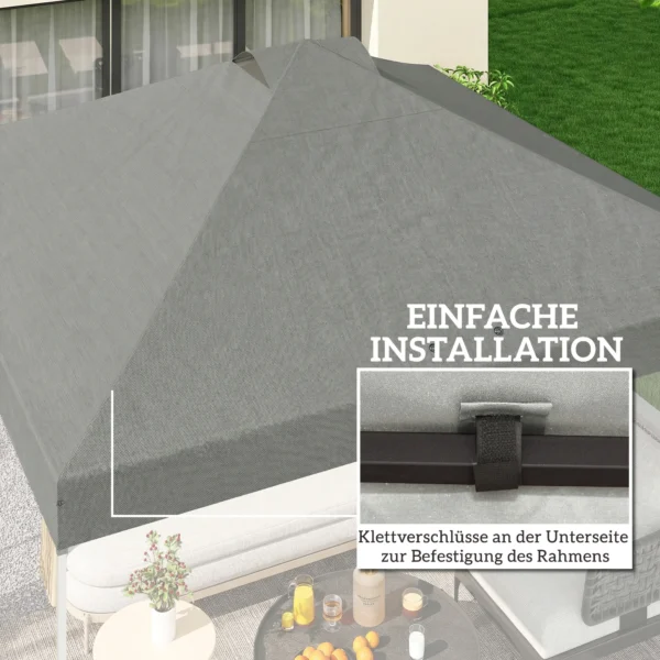 Paviljoendak Vervanging UV50+ Waterdicht Met 8 Afvoergaten 3 X 3 M, Lichtgrijs